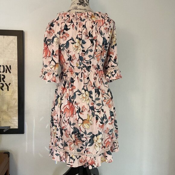 Lulus Off the Shoulder Pink Floral Dress - Size XS (X3) - Picture 3 of 12